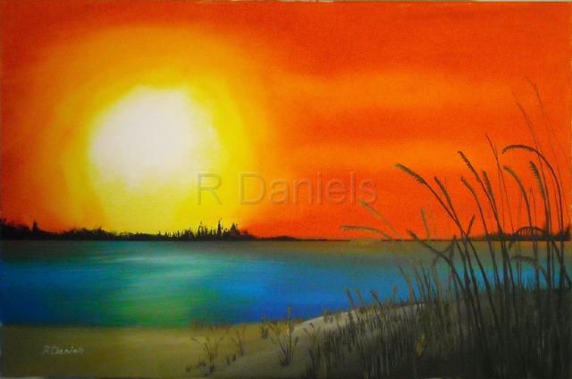 Sunset at Manteo2.jpg - "Sunset at Manteo", acrylics on canvas, 24x36 (on my way home from Manteo, this sunset was so breathtaking, I have created several variations of this event.)